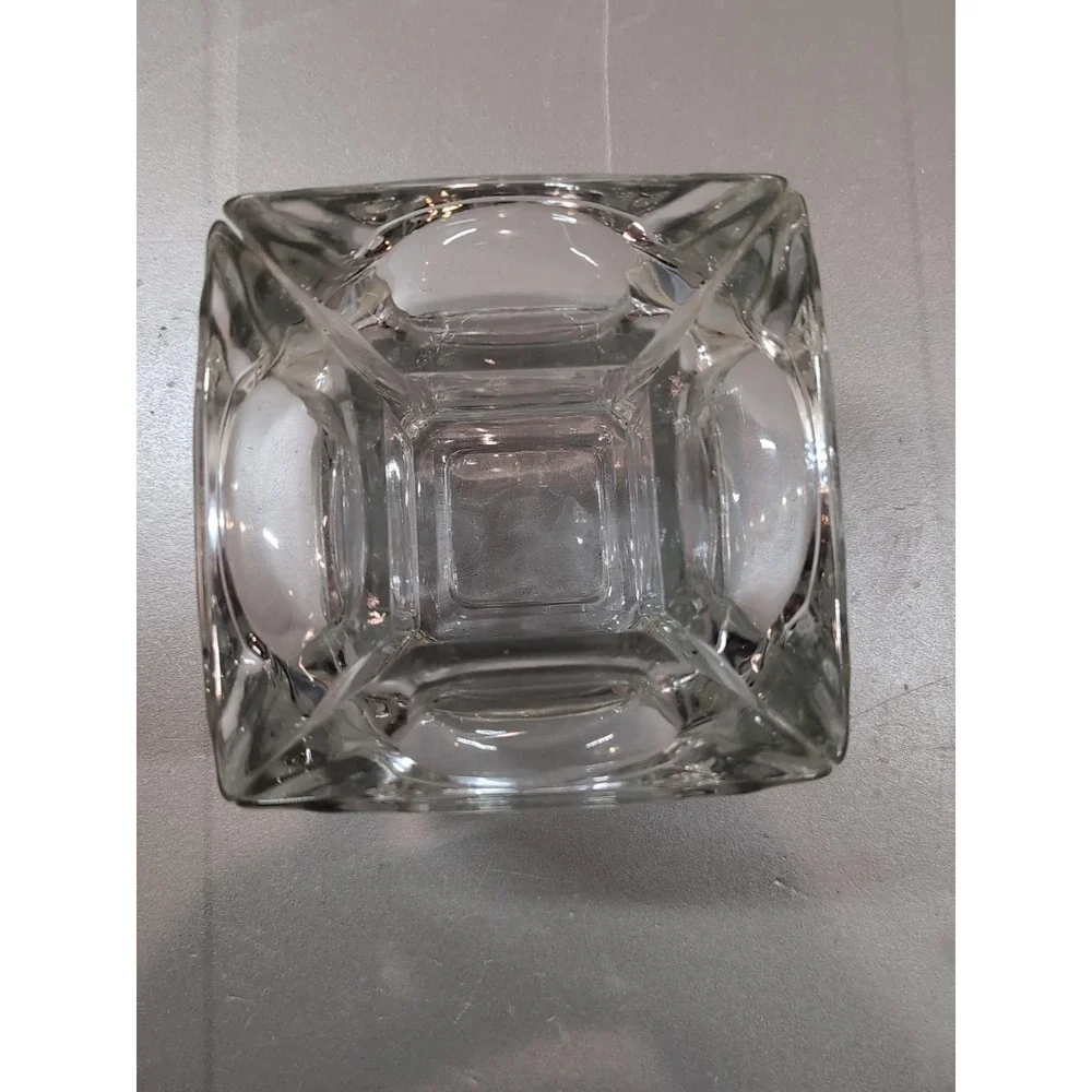 Handmade Glass Ashtray Cube Heavy Clear Glass Square Decorative Vessel 4x4x4